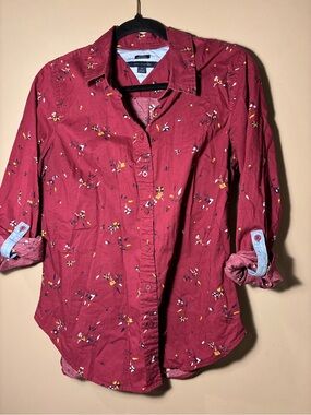 Tommy Hilfiger Burgundy Floral Button-Down Shirt